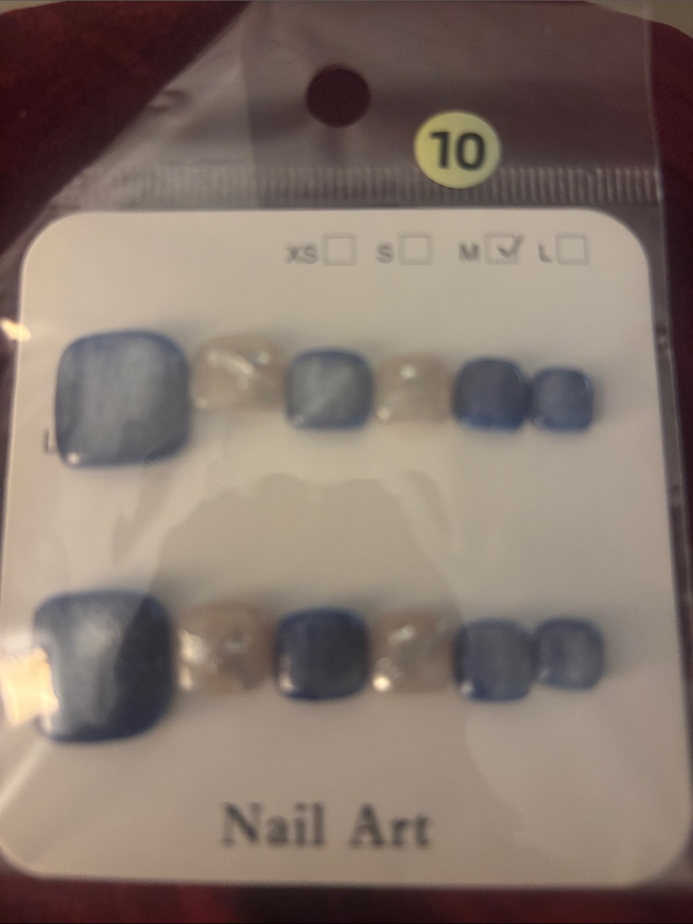 Blue and Pearlescent Press-On Toe Nails